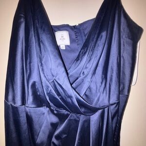 Elegant Navy Blue Satin Dress